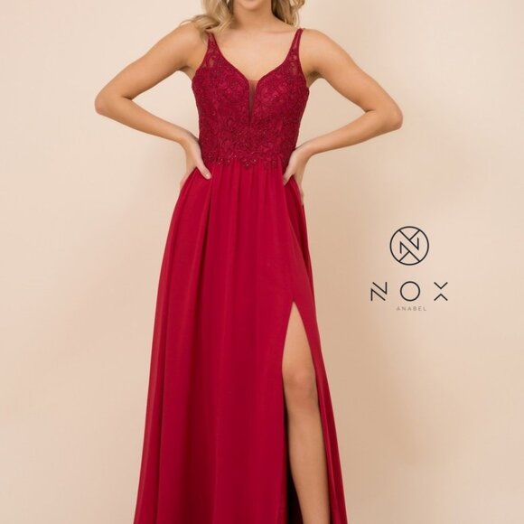 Nox Anabel Dresses & Skirts - Sweetheart Neck Lace Bodice Prom Dress NXY299